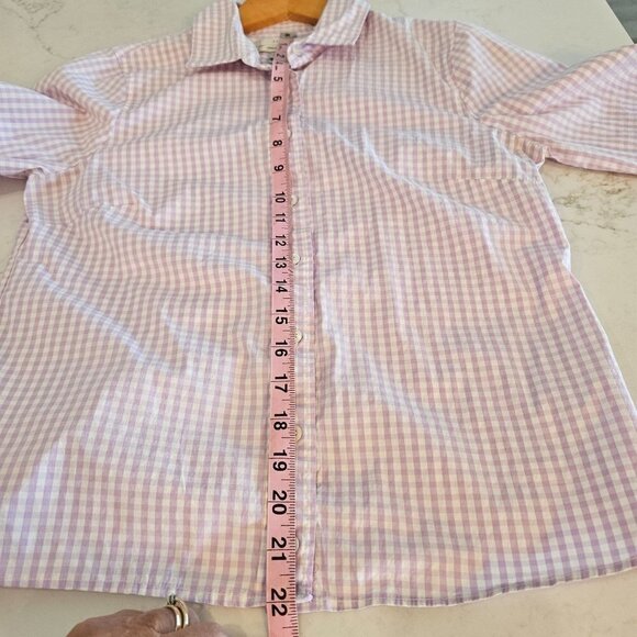 J. Crew Purple Mini Gingham Check Long Sleeve Stretch Perfect Shirt, Size Small - Picture 6 of 8